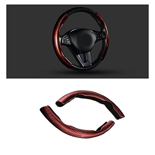 Steering Wheel Cover, 2PCS Segmented Steering Wheel Protector, Carbon Fiber Anti-Slip and Durable Car Accessory, Universal Fit for Most Cars，SUVs (Carbon Fiber Brown) - color: Carbon Fiber Brown