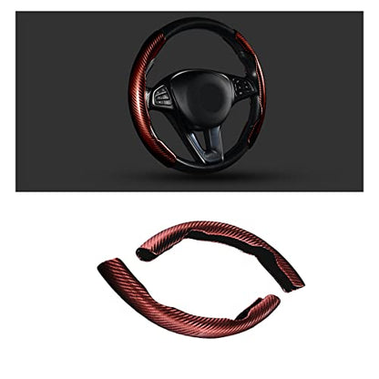 Steering Wheel Cover, 2PCS Segmented Steering Wheel Protector, Carbon Fiber Anti-Slip and Durable Car Accessory, Universal Fit for Most Cars，SUVs (Carbon Fiber Brown) - color: Carbon Fiber Brown