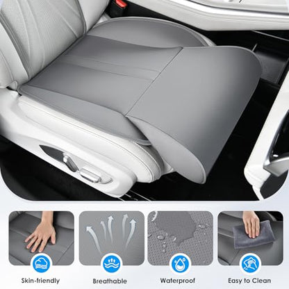 Car Seat Extender Leg Support Cushion for Driver Seats Office Chair, Leather Memory Foam Widened seat Cushion for Long Drivers Universal Car Seat Cushion Legs Rest Pads-Light Grey