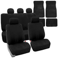 FH Group Striking Striped Car Seat Covers Full Set, Airbag and Split Ready with Carpet Floor Mats – Universal Fit for Cars Trucks & SUVs- Black