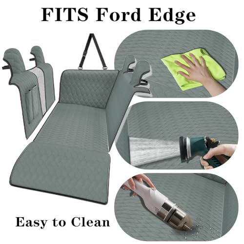 Dog Car Seat Cover for Back Seat Compatible with Ford Edge 2015-2020 2021 2022 2023 2024 Detachable Washable Backseat Pet Travel Hammock Cushion (Green Black)