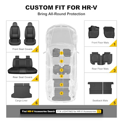 Floor Mats Fit for Honda HR-V HRV 2016-2022 - Front and Rear Row Liner Automotive Floor Mats - All-Weather Protection TPE Car Floor Liners HRV Accessories Black