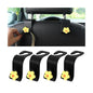 4 PCS Car Headrest Hook, Multifunctional Flower Vehicle Seat Back Storage Hook, Cute Automotive Seatback Organizer Hanger for Purse Grocery Bag Handbag, Universal Fit (Black/Yellow) - color: Black/Yellow