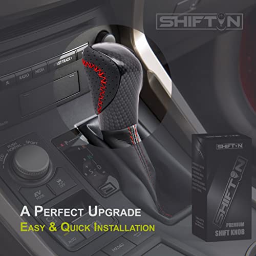 Gear Shift Knob Shifter for Lexus ES GS GX is NX RC RX 200t 250 300 300h 350 350L 450h 450h 450hL 460 500 | Fits F-Sport OEM Style Replacement (Red Stitch/Carbon Fiber Pattern) - color: Red Stitch / Carbon Fiber Pattern