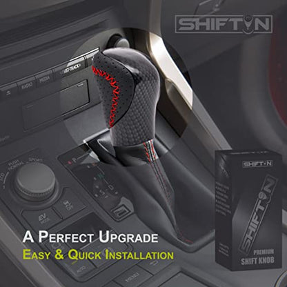 Gear Shift Knob Shifter for Lexus ES GS GX is NX RC RX 200t 250 300 300h 350 350L 450h 450h 450hL 460 500 | Fits F-Sport OEM Style Replacement (Red Stitch/Carbon Fiber Pattern) - color: Red Stitch / Carbon Fiber Pattern