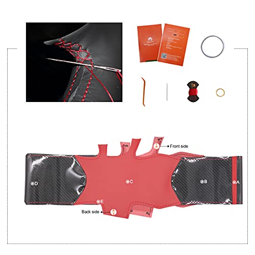 MEWANT Hand-Sewing DIY Black Glossy Carbon Fiber + Red Microfiber Leather Car Steering Wheel Cover for Subaru WRX (STI) 2015-2019 / Levorg 2015-2019/ WRX Steering Wheel Cover Accessories - color: style-18：Black Glossy Carbon Fiber+Red PU Leather