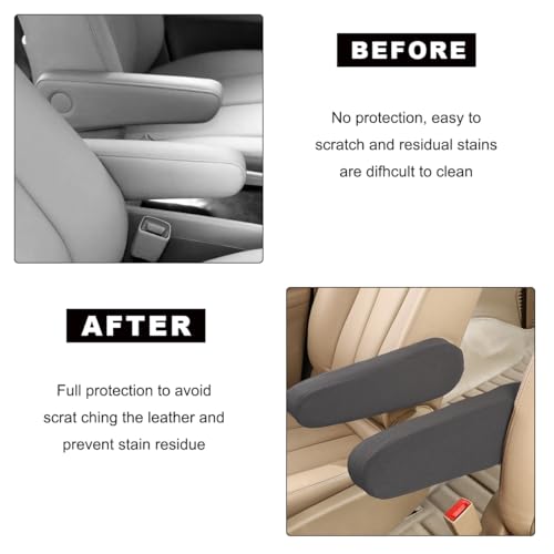 KVAEY 2 PCS Car Front Seat Armrest Covers, Elastic Fabric Stretch Car Seat Armrest Protectors, Soft Front Seat Armrest Cover Replacement, Universal Vehicle Accessories for Cars (Gray) - color: Gray