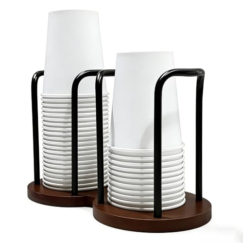 Wood Bathroom Cup Holder, Disposable Cup Dispenser, Plastic Mouthwash Cup Storage Organizer for Cups -Perfect for Office, Kitchen, Gym, School or Cafes (Black) - color: Black