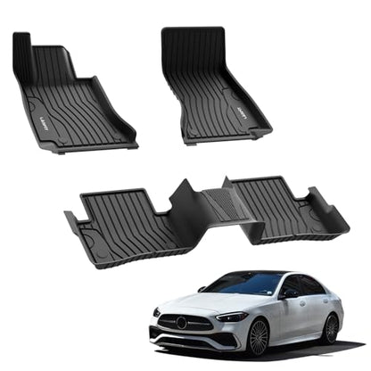 LASFIT Floor Mats for Mercedes Benz C Class 2026 2025 2024 2023 2022 C300 / C43 AMG / C63 AMG S E (Fit Sedan Only), All Weather TPE Floor Liners for C Class Car Mats, 1st & 2nd Row Set - size: 12)For Benz C Class|2022-2026|Floor Mats