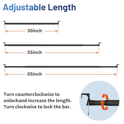 Heavy Duty Car Clothes Hanger Bar 30-64 Inches - Wrinkle Free Telescopic Clothes Rack for Vehicles, SUV, Truck