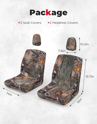 KEMIMOTO UTV Seat Cover, Bucket Cushion Sleeve Set Camo, Compatible with Rhino 450 660 700, Fits with Rhino Bucket Seat Cover with Headrest Cover - color: Camo