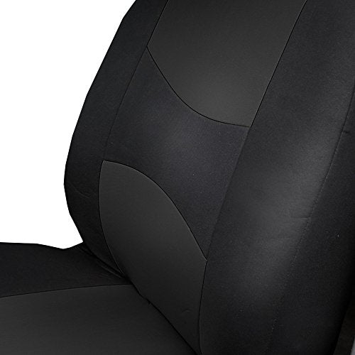 FH Group Full Set Cloth Car Seat Covers - Universal Fit, Low Back Front Seat Covers, Airbag Compatible, Split Bench Rear Seat, Washable Seat Cover for SUV, Sedan, Van, Black - color: Black, style: Full Set