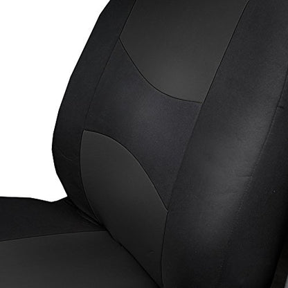 FH Group Full Set Cloth Car Seat Covers - Universal Fit, Low Back Front Seat Covers, Airbag Compatible, Split Bench Rear Seat, Washable Seat Cover for SUV, Sedan, Van, Black - color: Black, style: Full Set