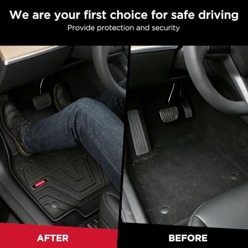 Rubbermaid Floor Mats for Tesla Model Y 2025–2026 Juniper (Not for Standard) | All Weather Rubber Floor Liners Custom Fit Waterproof Heavy Duty Car Mats 1st & 2nd Row Full Set Interior Accessories