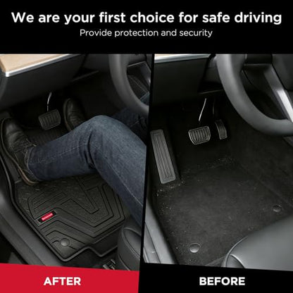 Rubbermaid Floor Mats for Tesla Model Y 2025–2026 Juniper (Not for Standard) | All Weather Rubber Floor Liners Custom Fit Waterproof Heavy Duty Car Mats 1st & 2nd Row Full Set Interior Accessories