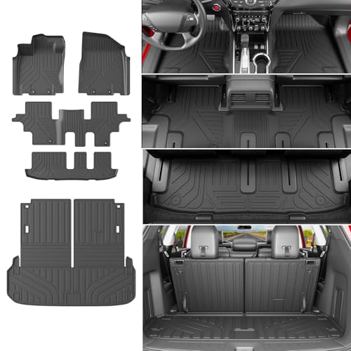 powoq 7 Seats Floor Mats Compatible with 2013-2020 Nissan Pathfinder Cargo Mat 13 JX35 Floor Liner 14-20 QX60 Replacement for 2013-2020 Pathfinder Accessories (Trunk Mat with Backrest Mat+Floor Mats) - size: Compatible with Pathfinder/QX60 | 13-20