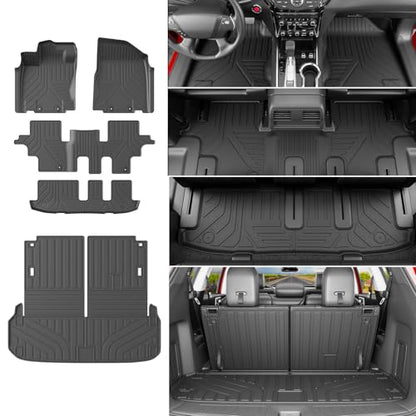 powoq 7 Seats Floor Mats Compatible with 2013-2020 Nissan Pathfinder Cargo Mat 13 JX35 Floor Liner 14-20 QX60 Replacement for 2013-2020 Pathfinder Accessories (Trunk Mat with Backrest Mat+Floor Mats) - size: Compatible with Pathfinder/QX60 | 13-20