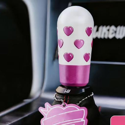 Hearts & Passion Universal Car Gear Shift Knob, White and Pink Metallic with Heart Pattern, M8 M10 M12 Adapters, Manual Transmission Lever