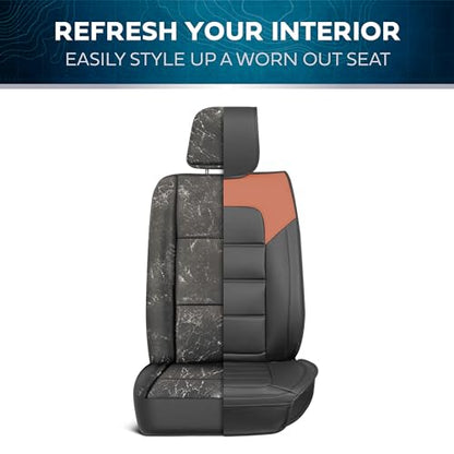 Classic Edition Seat Covers, Premium Faux Leather Seat Covers for Cars Trucks Vans SUV, Semi Custom Fit Car Seat Covers Front Seats Only, Automotive Interior Cover - Black & Red Brown - color: Black/Brown Front Seats