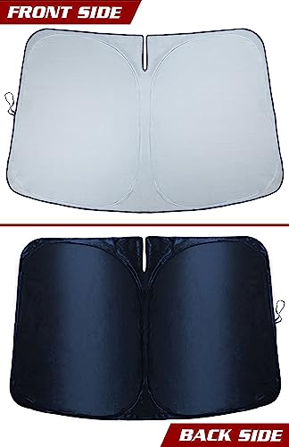 Magnelex Tesla Windshield Sun Shade for Model S 2012-2026 - Reflective Polyester Blocks Heat & Sun, Foldable Car Window Sun Blocker, Mirror Cut-Out, Fade-Resistant Sunshade, Tesla S Accessories - size: MODEL S