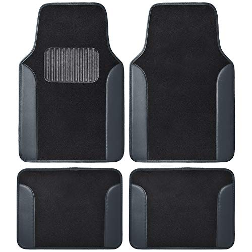 BDK Premium Gray Carpet Floor Mats for Cars - Universal Fit Interior 4-Piece Car Mats Full Set with Vinyl Heel Pad Protector - Cute Car Accessories Interior Floor Covers for SUVs & Trucks - color: 202-GR