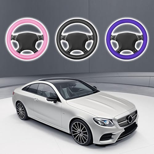 Car Steering Wheel Cover, Silicone Non-Slip Steering Wheel Protector, 13/14/15/16 inch Ultra Thin Steering Wheel Protective Covers for Women Men, Universal Vehicle Accessories (Pink) - color: Pink