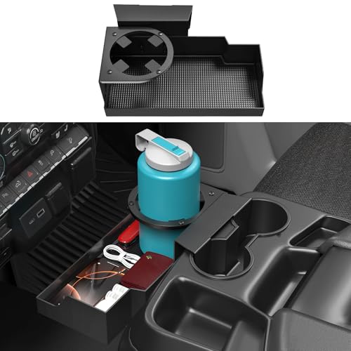 Metal Jump Seat Front Hanging Organizer Box with Cup Holder Compatible with 2019-2026 Chevy Silverado/GMC Sierra 1500 and 2020-2026 Chevrolet Silverado/Sierra 2500HD 3500HD Center Console