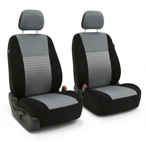 FH Group Universal Car Seat Covers Front Set for SUV Truck Sedan Vans | 3D Textured Breathable Fabric Seat Cover Set Protector with Airbag Compatible Interior Upgrade - Gray - color: Gray, size: Front Set