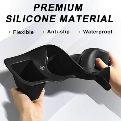 Muslogy Center Console Cup Holder Inserts Compatible with 2022-2026 Ford Maverick Accessories Middle Console Drink Holder Silicone Black Organizer Non-Slip Drink Stopper - size: 2022-2025 Ford Maverick