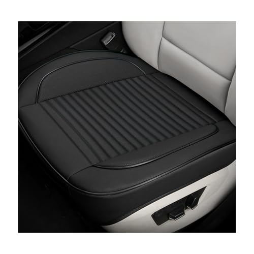 Leather Car Seat Cover, 24.4" × 21.7" Front Bottom Seat Cushion with Storage Pocket, Waterproof Anti-Slip Full Wrap Protector for Automotive Bottom Seats, Car Accessories (Black)