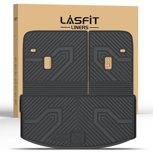 LASFIT Cargo Mat with Backrest Mat for Mazda CX-90 / CX 90 PHEV 2024 2025 2026 (Only Fit 3rd Row 60/40 Split-Bench Seats) TPE Custom Fit All Weather Trunk Liner Waterproof Cargo Tray Accessories - size: CX90 | 2024-2026 | Cargo Liner & Backrest Mat