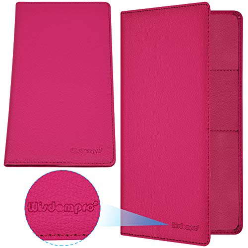 Wisdompro Car Document Holder Organiser, PU Leather Vehicle Insurance and Registration Holders Wallet Case for ID Card, Driving Licence, Key Contact Information Cards - color: Light Hot Pink