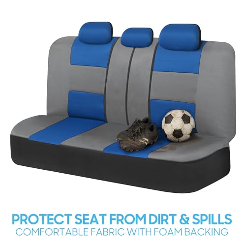 BDK PolyPro Car Seat Covers Full Set in Blue & Gray – Front and Rear Split Bench Seat Covers for Cars, Easy to Install Car Seat Cover Set, Car Accessories for Auto Trucks Van SUV - color: Blue & Gray
