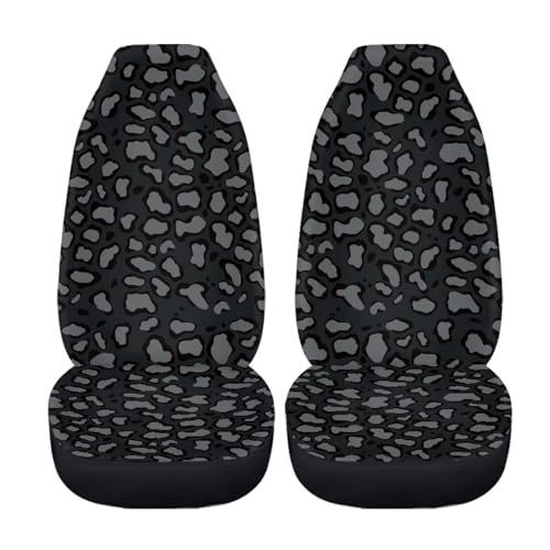 Gray-Black Leopard Print Car Seat Covers for Women Men Non-Slip Thin Automobile Front Seat Covers Interior Protection for SUV Truck Van Chairs - color: Gray-black Leopard