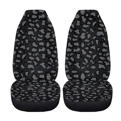 Gray-Black Leopard Print Car Seat Covers for Women Men Non-Slip Thin Automobile Front Seat Covers Interior Protection for SUV Truck Van Chairs - color: Gray-black Leopard