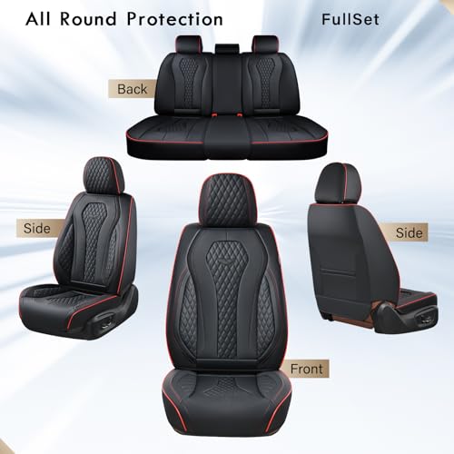 Coverado Car Seat Covers Full Set, Black Seat Covers, Waterproof Car Seat Cover, Car Seat Cushion, Car Seat Covers Front Seats Back Seat Covers, Car Seat Protector Universal Fit Most Cars Red Line - color: Redline/Black, size: FullSet