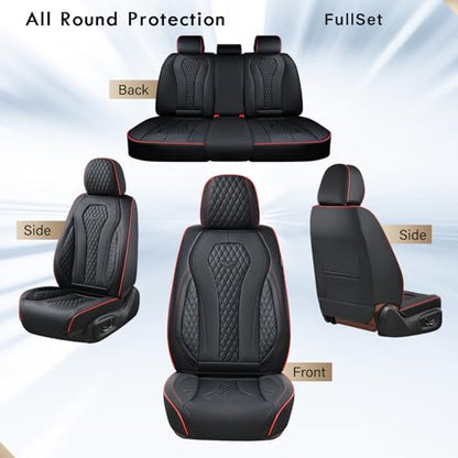 Coverado Car Seat Covers Full Set, Black Seat Covers, Waterproof Car Seat Cover, Car Seat Cushion, Car Seat Covers Front Seats Back Seat Covers, Car Seat Protector Universal Fit Most Cars Red Line - color: Redline/Black, size: FullSet