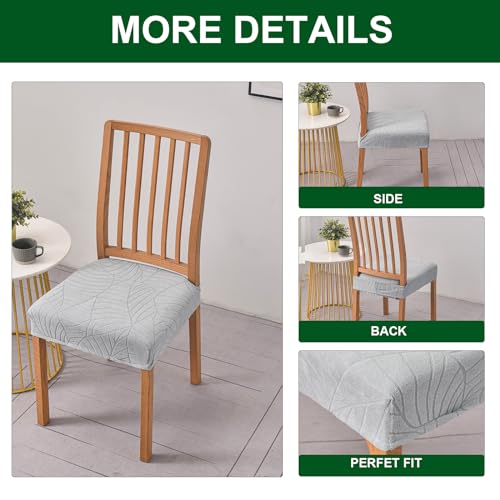 CRFATOP Waterproof Dining Room Chairs Seat Covers Set of 4 with Stretch Bench Slipcover Jacquard Kitchen Chair Slipcover Washable Seat Cushion Slipcover for Hotel Banquet Wedding Party, Light Grey - color: 03 Jacquard Light Grey