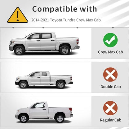 OEDRO Floor Mats Compatible with Toyota Tundra CrewMax Cab 2014-2021, Custom Fit Front & 2nd Row Liner Set (with Coverage Under 2nd Row Seat), Black TPE All-Weather Guard - style: 2014-2021 Toyota Tundra CrewMax Cab