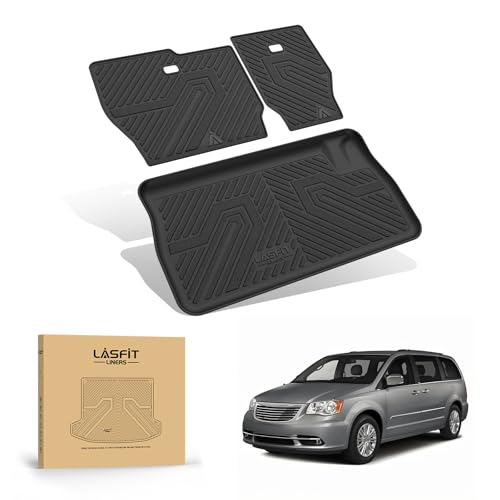 LASFIT Cargo Liner & Backrest Mat for Dodge Grand Caravan 2008-2020/ Chrysler Town & Country 2008-2016 All Weather TPE Custom Fit Truck Mat Car Liner Non-Slip, Black - size: 2008-2016|For Town&Country|Cargo&Backrest Mat