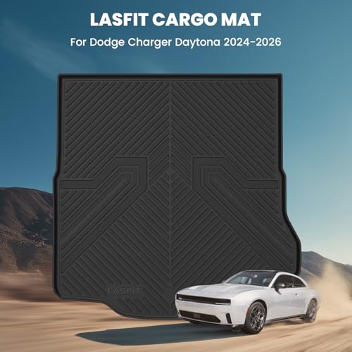 LASFIT Cargo Mat for Dodge Charger Daytona 2024 2025 2026 Scat Pack & R/T (Fit 2-Door, Not for 4-Door), All Weather TPE Custom Fit Trunk Mats Cargo Liners, Black - style: 5) Charger Daytona | 2024-2026 | Trunk Mat
