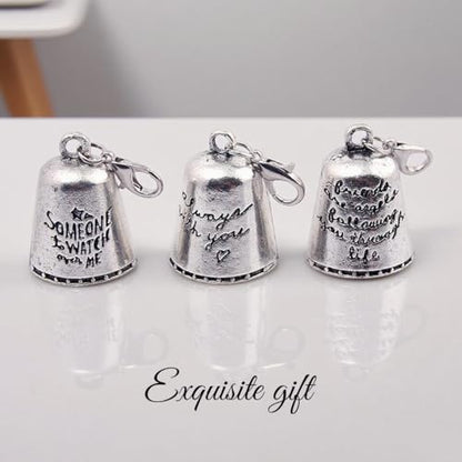 3PCS Blessing Bell Gift for Friends or Loved Ones,Inspirational Angel Charm with Message, Tiny Silver Bell Keychain,Thoughtful Present for Car,Backpack,DoorBag (Little Angel Bell for You)