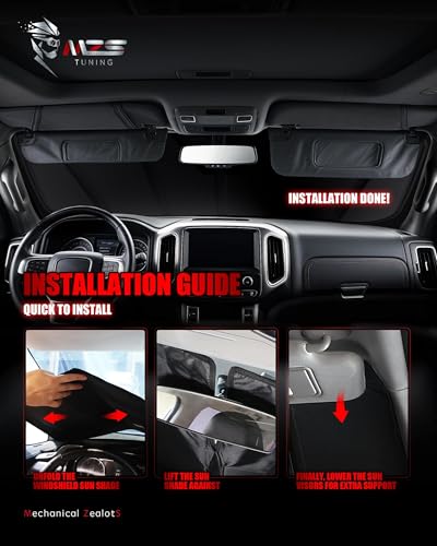 MZS Windshield Sun Shade Compatible with Mustang 2015-2023, Foldable Car Sun Shade Shield with Storage Pouch, Front Window Visor Sunshade Accessories for Interior Protector - size: Mustang 2015-2023