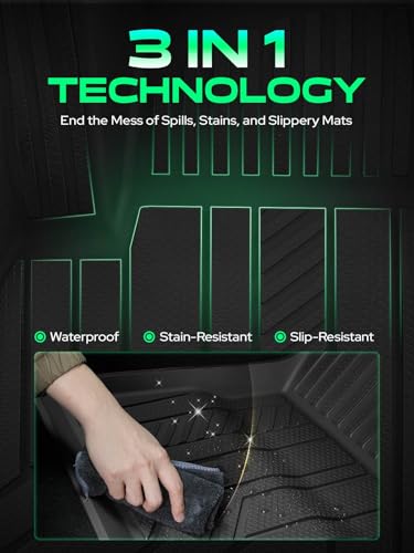 YHTAUTO Floor Mats & Cargo Mat Compatible with Hyundai Elantra 2021-2026 (Not Hybrid), TPE Floor Liners All-Weather Protection Custom Fit, 1st & 2nd Row & Trunk Mat, Set of 4