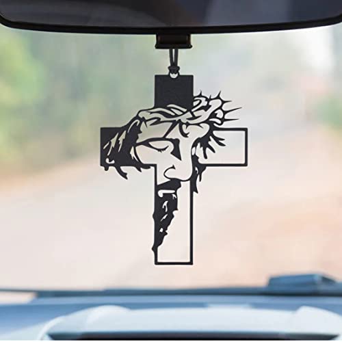 Rear View Mirror Accessories - Car Hanging Accessories - Car Pendant, Charm Ornaments - Swinging Ornaments, Cross Hanger - Black Jesus Christ Crucifix Cross - style: Jesus Christ Crucifix Cross