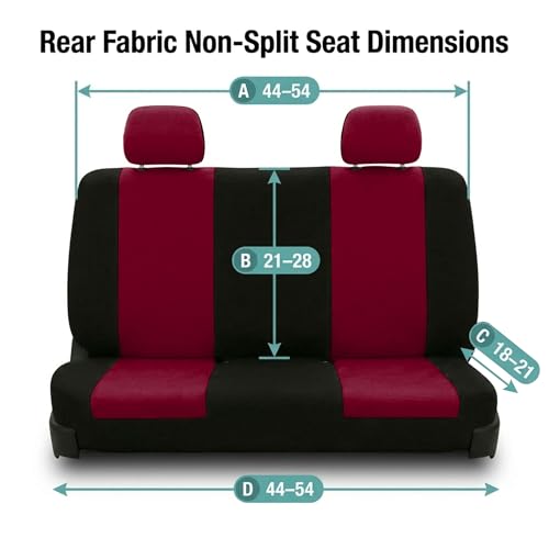 FH Group Pair Set Flat Cloth Car Seat Covers- Universal Fit for Trucks, SUVs, and Vans (Burgundy/Black) FB050102 - color: Burgundy