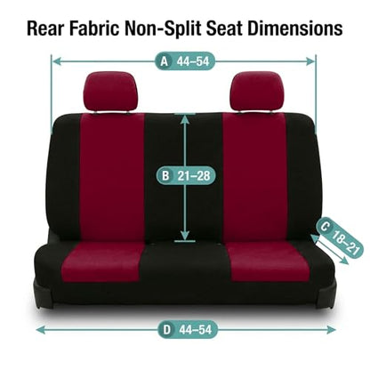 FH Group Pair Set Flat Cloth Car Seat Covers- Universal Fit for Trucks, SUVs, and Vans (Burgundy/Black) FB050102 - color: Burgundy