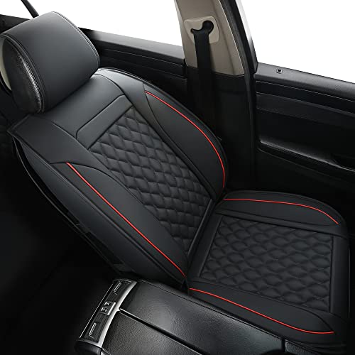 Car Seat Covers Front Pair,Universal Fit for Most Cars,SUV,Sedans and Pick-up Trucks,Automotive Faux Leather Vehicle Cushion Covers(Front Pair,Black/Red) - color: Blackred, size: Front Pair