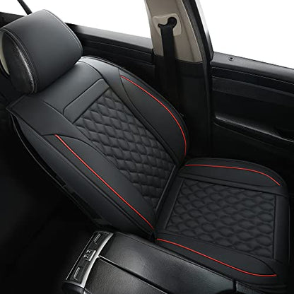 Car Seat Covers Front Pair,Universal Fit for Most Cars,SUV,Sedans and Pick-up Trucks,Automotive Faux Leather Vehicle Cushion Covers(Front Pair,Black/Red) - color: Blackred, size: Front Pair