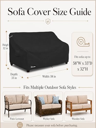 ANartcle 2-Seater Patio Loveseat Cover,58W x 32.5D x 31H Inches Outdoor Couch Cover,100% Waterproof Heavy Duty Patio Sofa Covers,Patio Furniture Covers,Black - color: Sofa-Black, size: 58"W x 33"D x 31"H